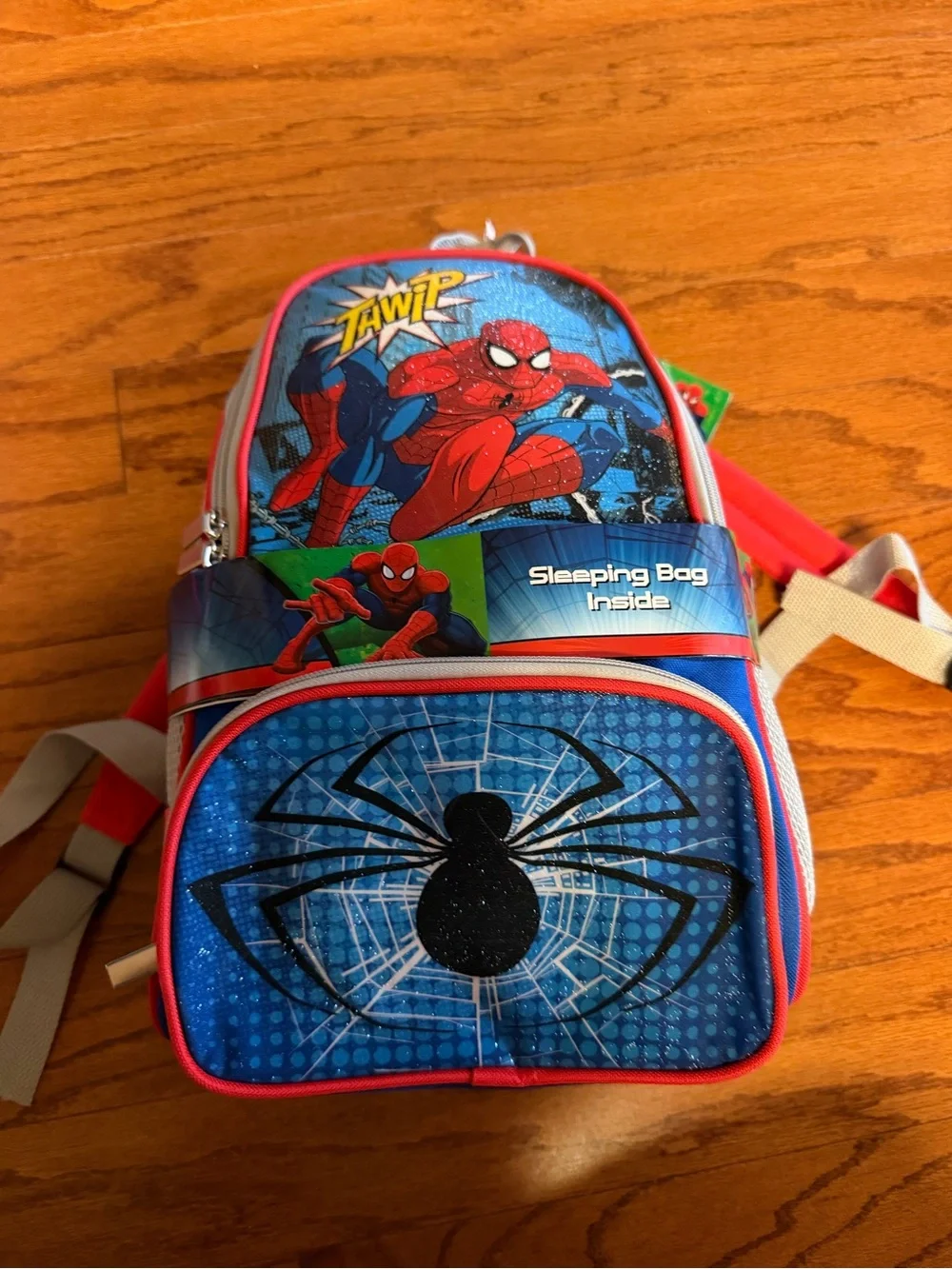 Spider-Man Kids Backpack with Sleeping Bag - Red & Blue new with a tag